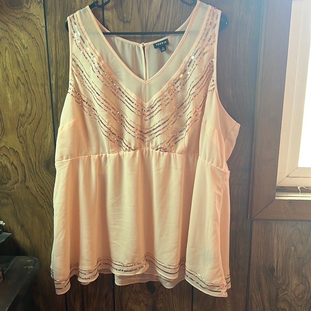 Torrid Beaded Chiffon Light Pink Sleeveless Peplum Size 3